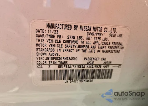 2024 Nissan Ariya Platinum + z USA, uszkodzony, nr VIN JN1DF0CD1RM734590